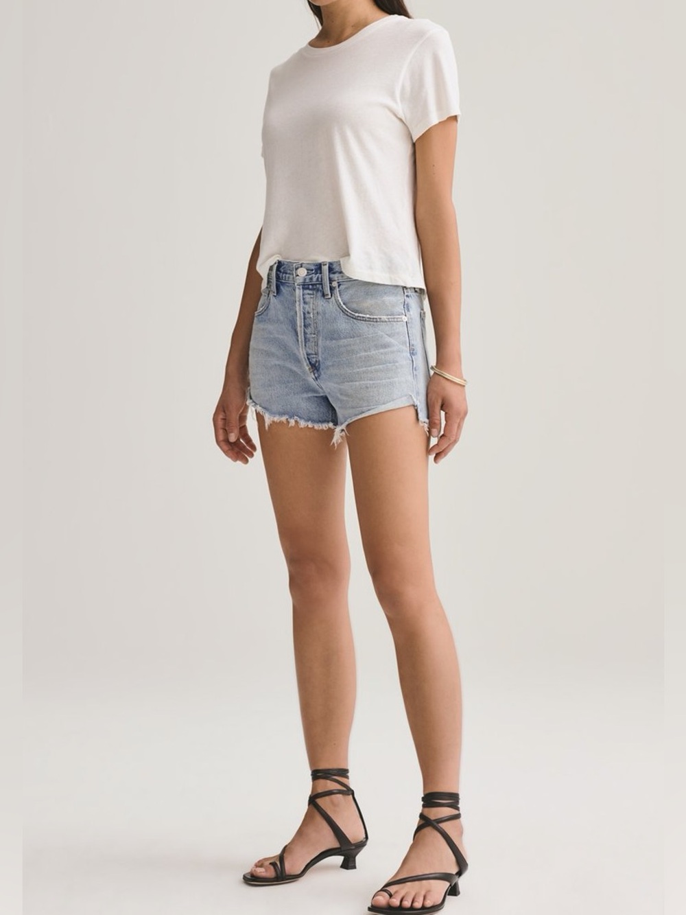 AGOLDE Parker Distressed Denim Shorts Size 25 Button Fly Cutoff Riptide